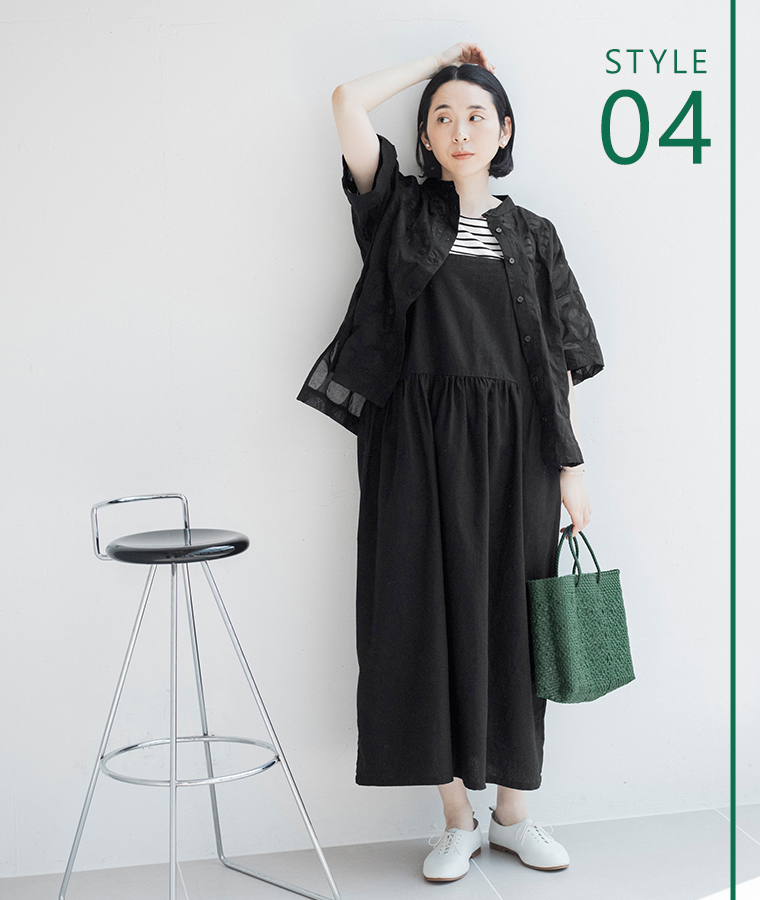 D*g*y（ディージーワイ）の【別注】ドットシアーシャツ(ブラック)の重ね着コーディネート