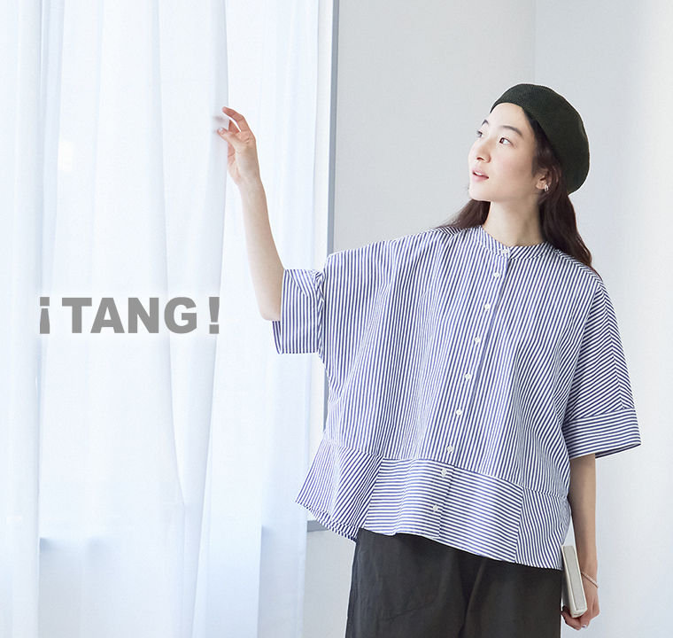 TANG コットン切替えワイドブラウス