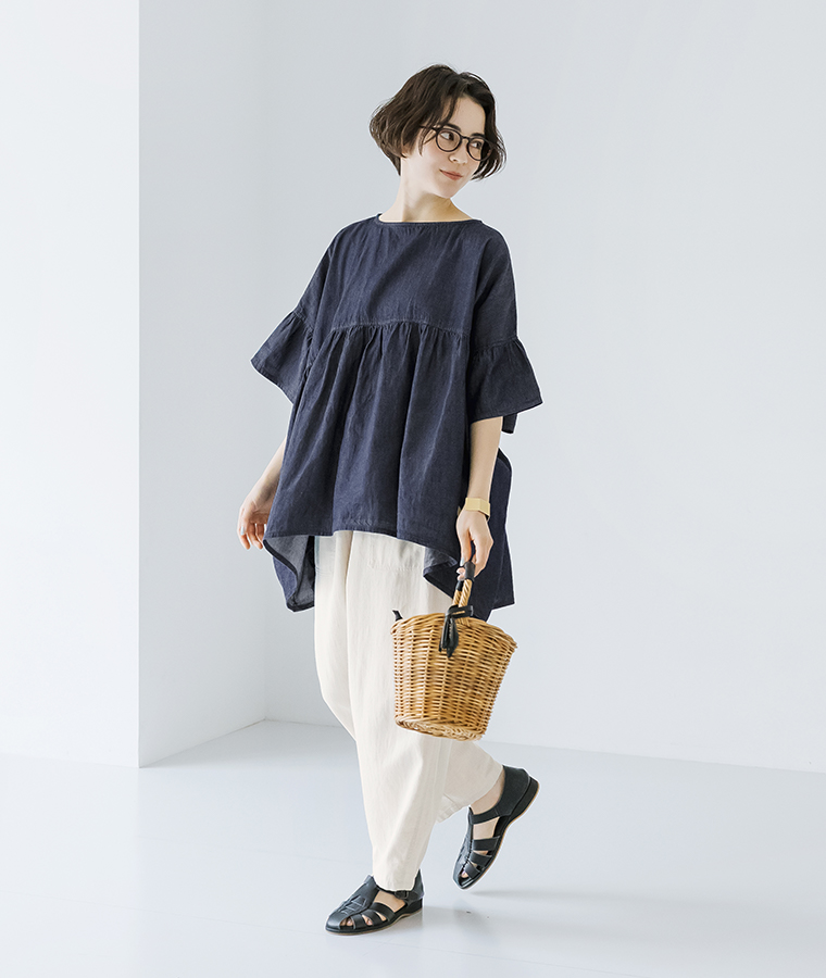 Sorte cuff　デニムワイドブラウス パンツ合わせ サイドカット