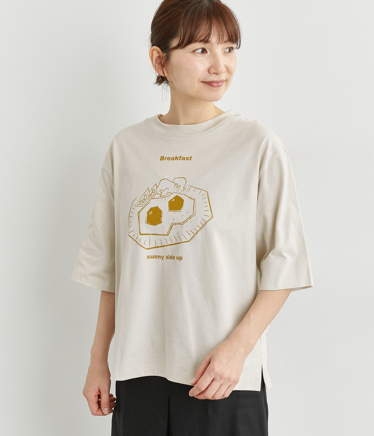 お食事プリントTシャツ(グレージュ-ONESIZE)