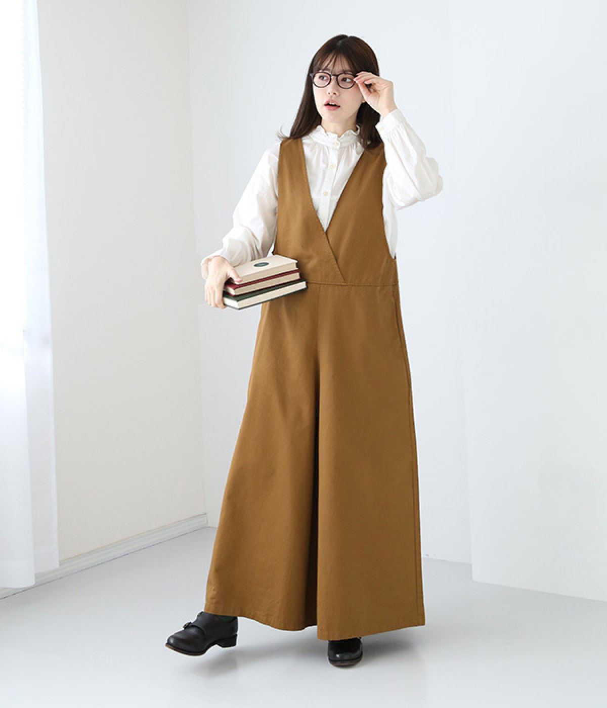 コットンツイルサロペットパンツ(キャメル-ONESIZE)