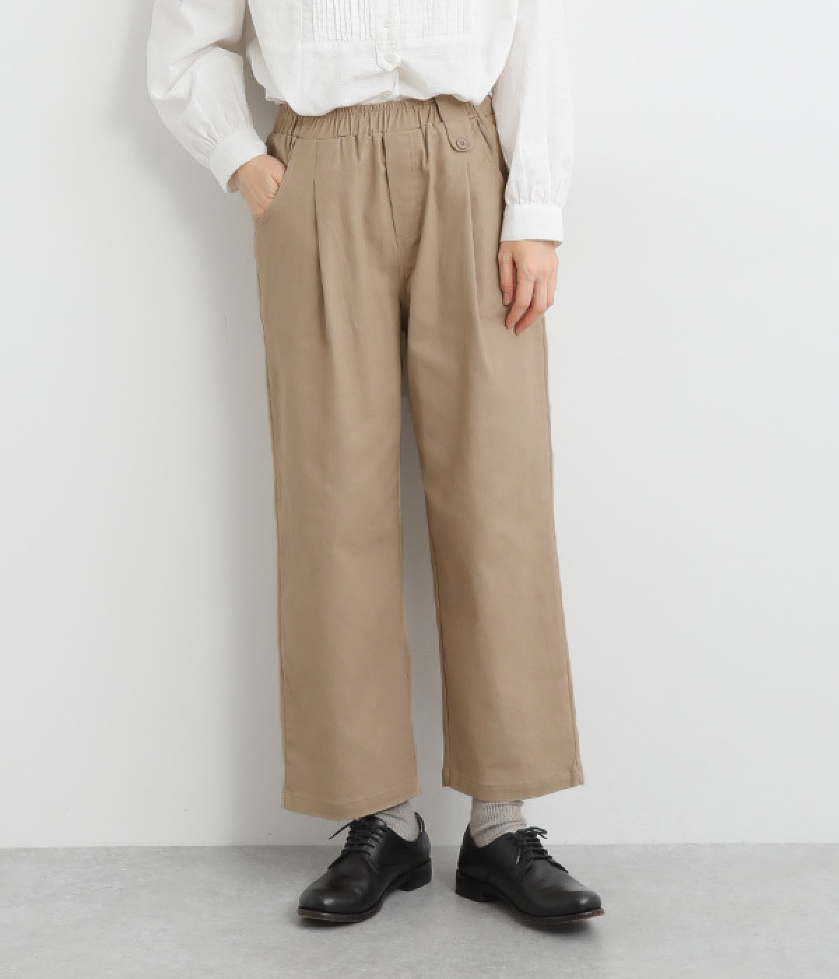 ユーズドツイル ゆるっとパンツ(ベージュ-ONESIZE)