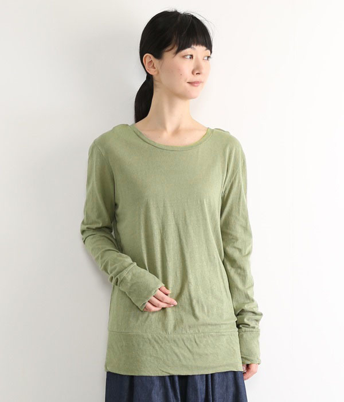 ラフィーガーゼクルーネックTシャツ(ライトカーキ-ONESIZE)