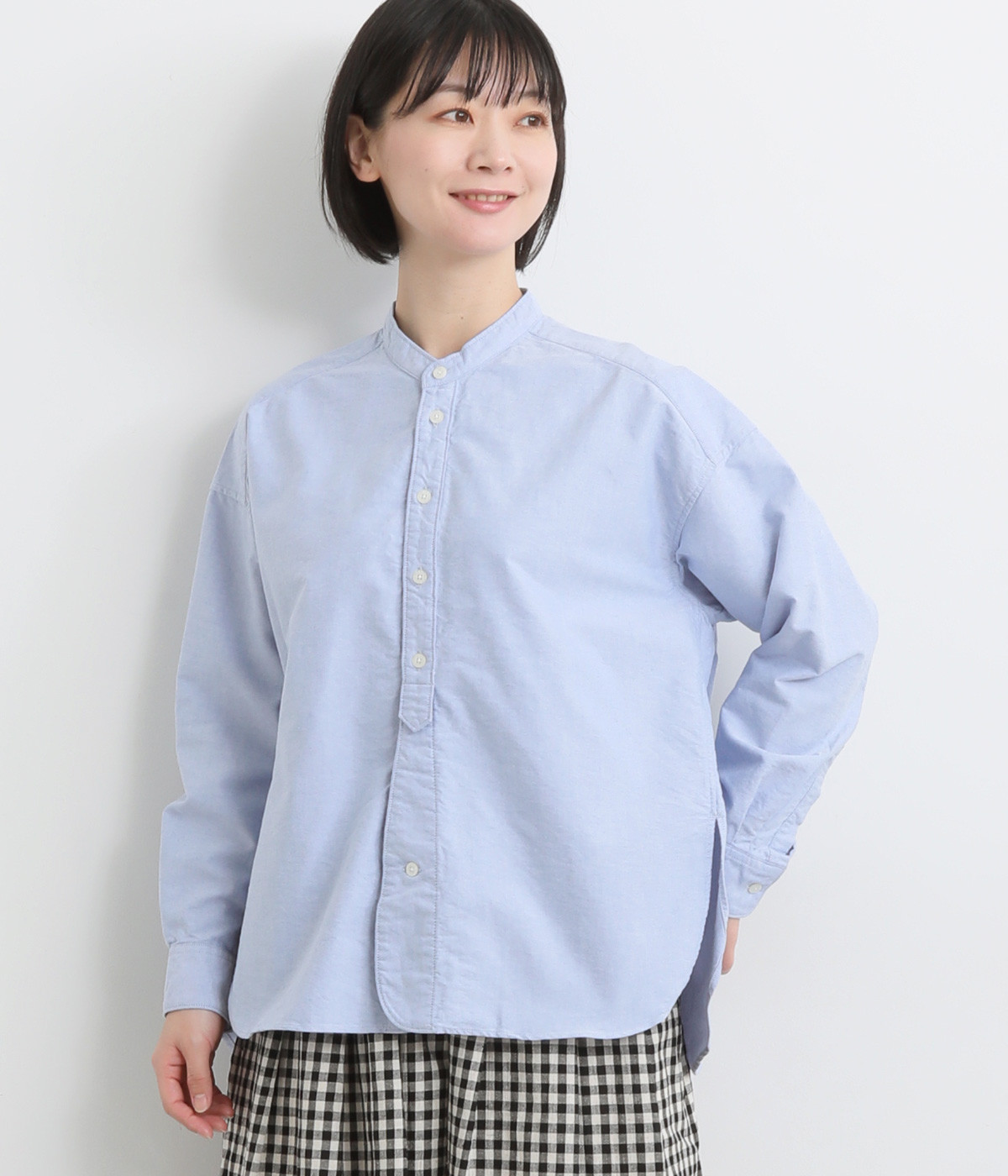 コットンエアタンオックススキッパーブラウス(サックス-ONESIZE)