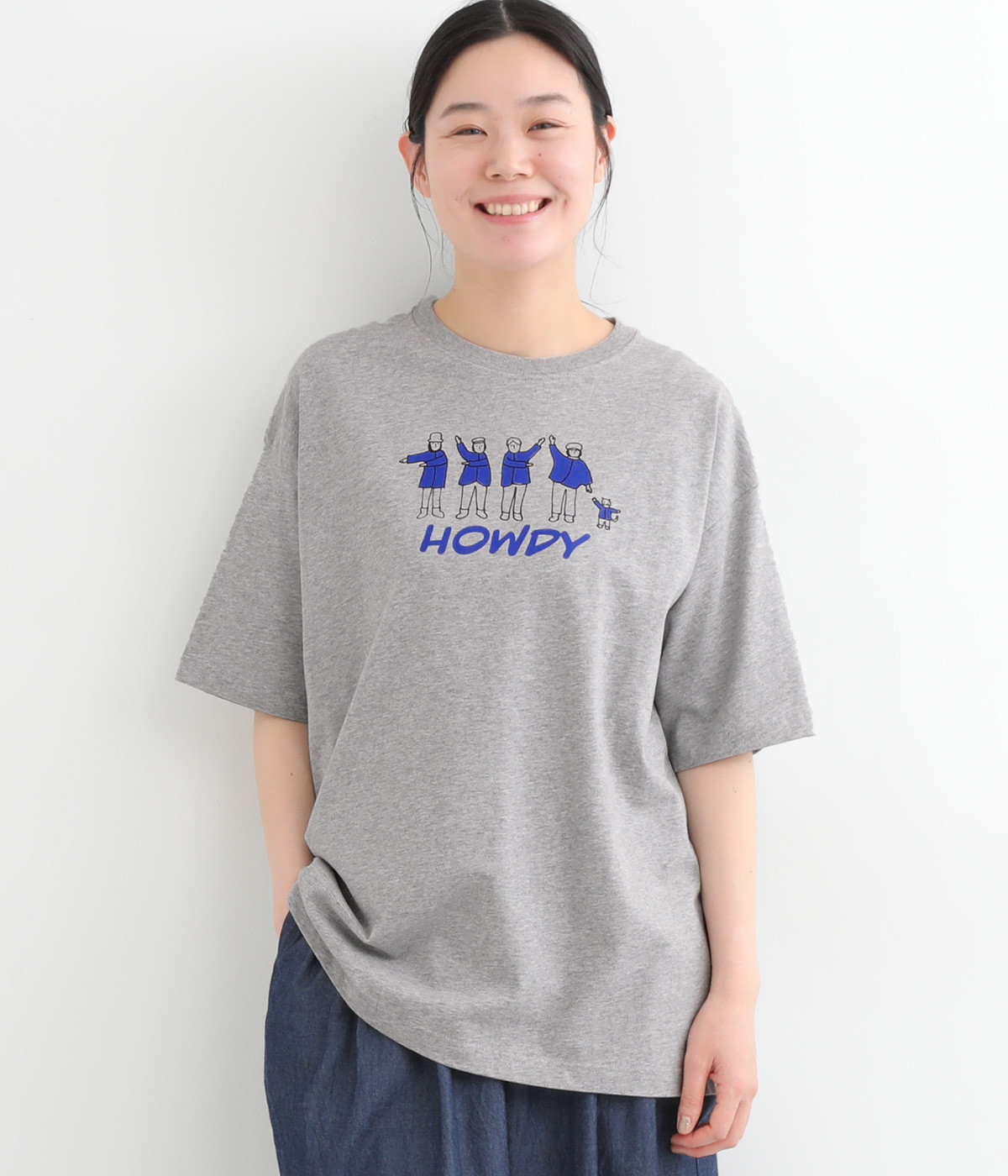 HOWDY　プリントTシャツ(グレー-ONESIZE)