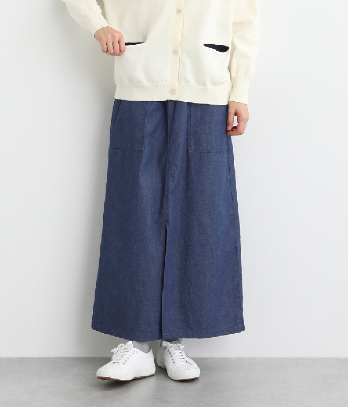やわらかデニム ベイカースカート(ライトインディゴ-ONESIZE)