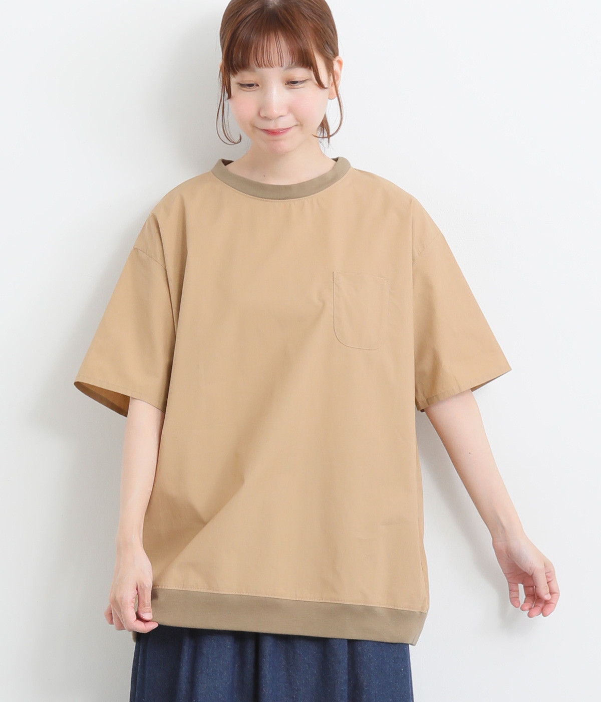【made in japan】リブBIGプルオーバー(ベージュ-ONESIZE)