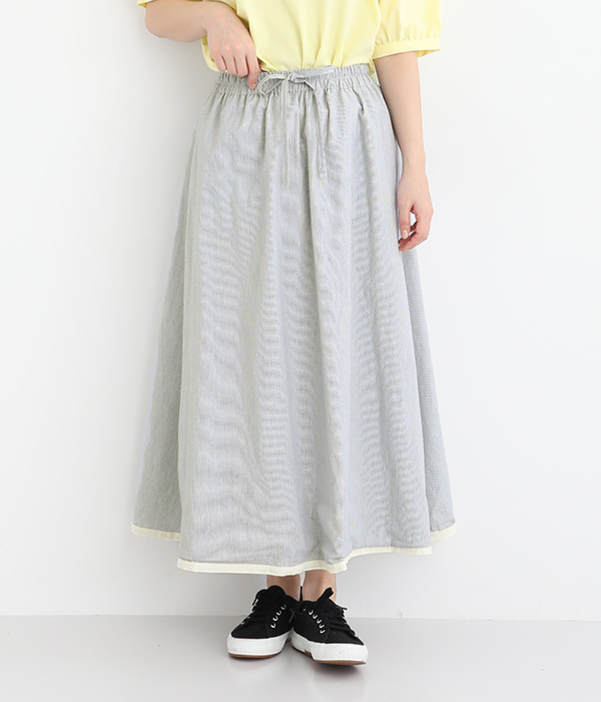 コットンリバーシブル花刺繍スカート(アイボリー-ONESIZE)