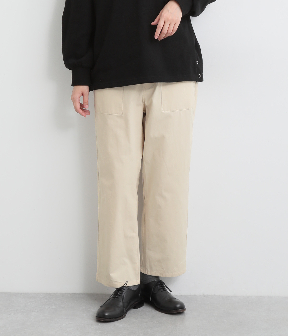 高密度コットンツイルベイカーパンツ(アイボリー-ONESIZE)