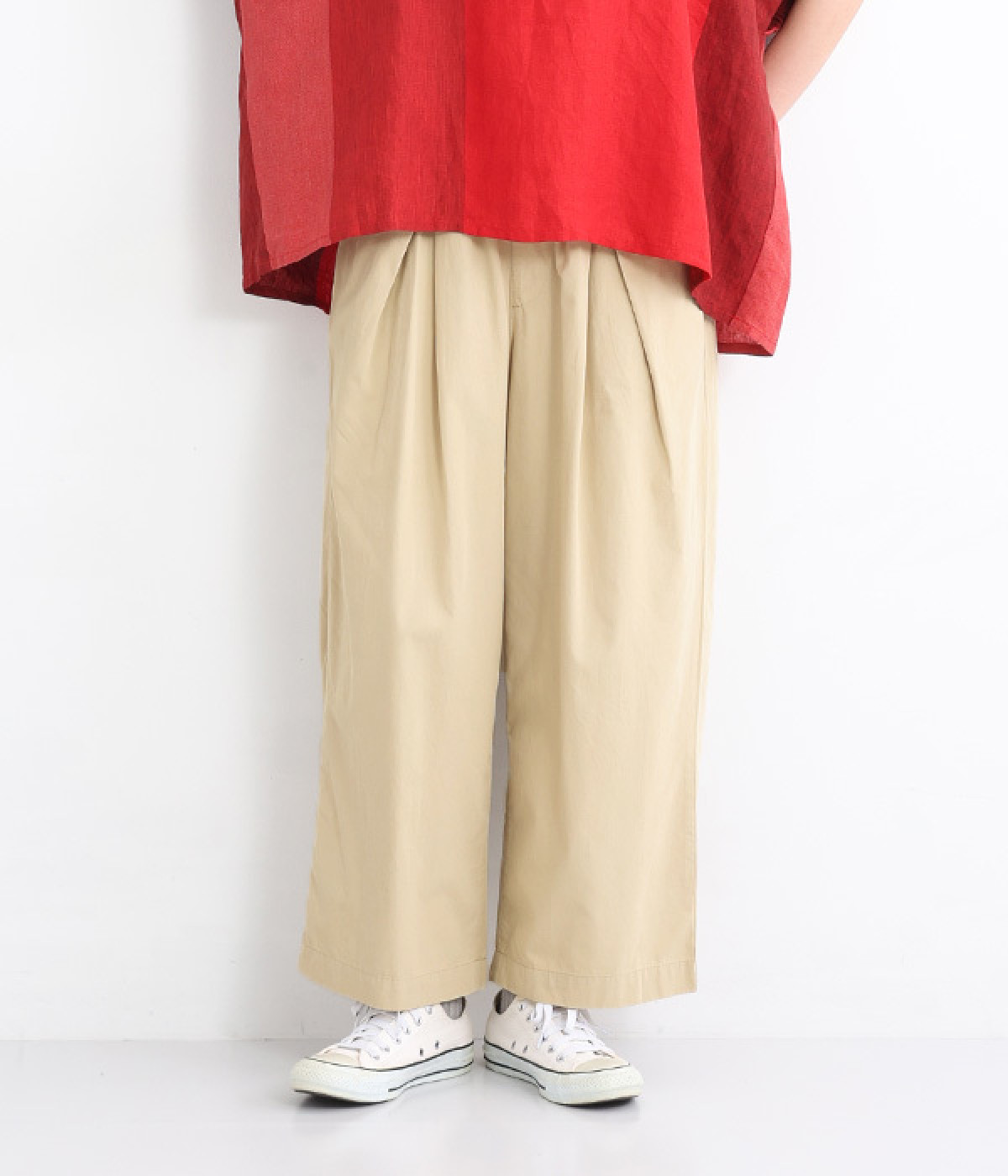 コットンセルロースタックパンツ(ベージュ-ONESIZE)