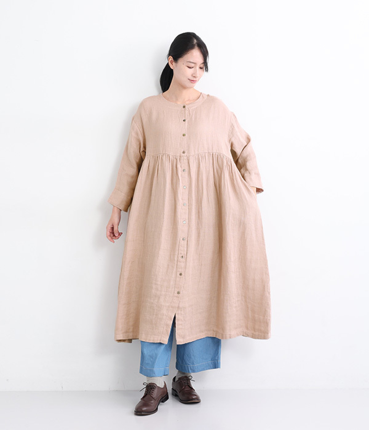 リネンダブルガーゼ2wayワンピース(ピンク-ONESIZE)