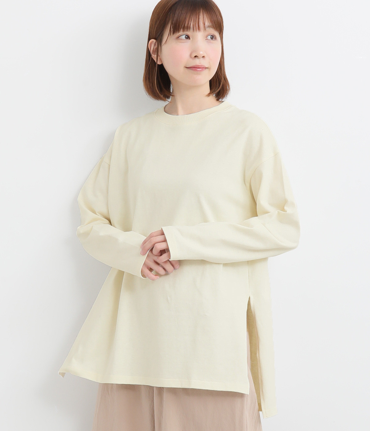 ヘビーオンスコットン前後差プルオーバー(オフホワイト-ONESIZE)