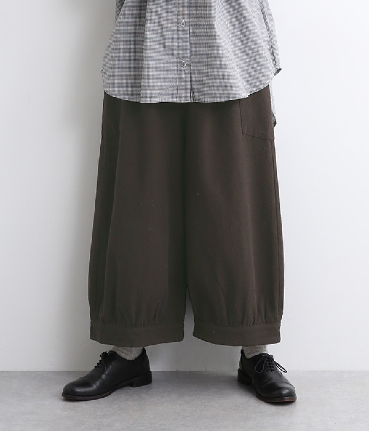 コットン変わり織ワイドパンツ(チャコール-ONESIZE)