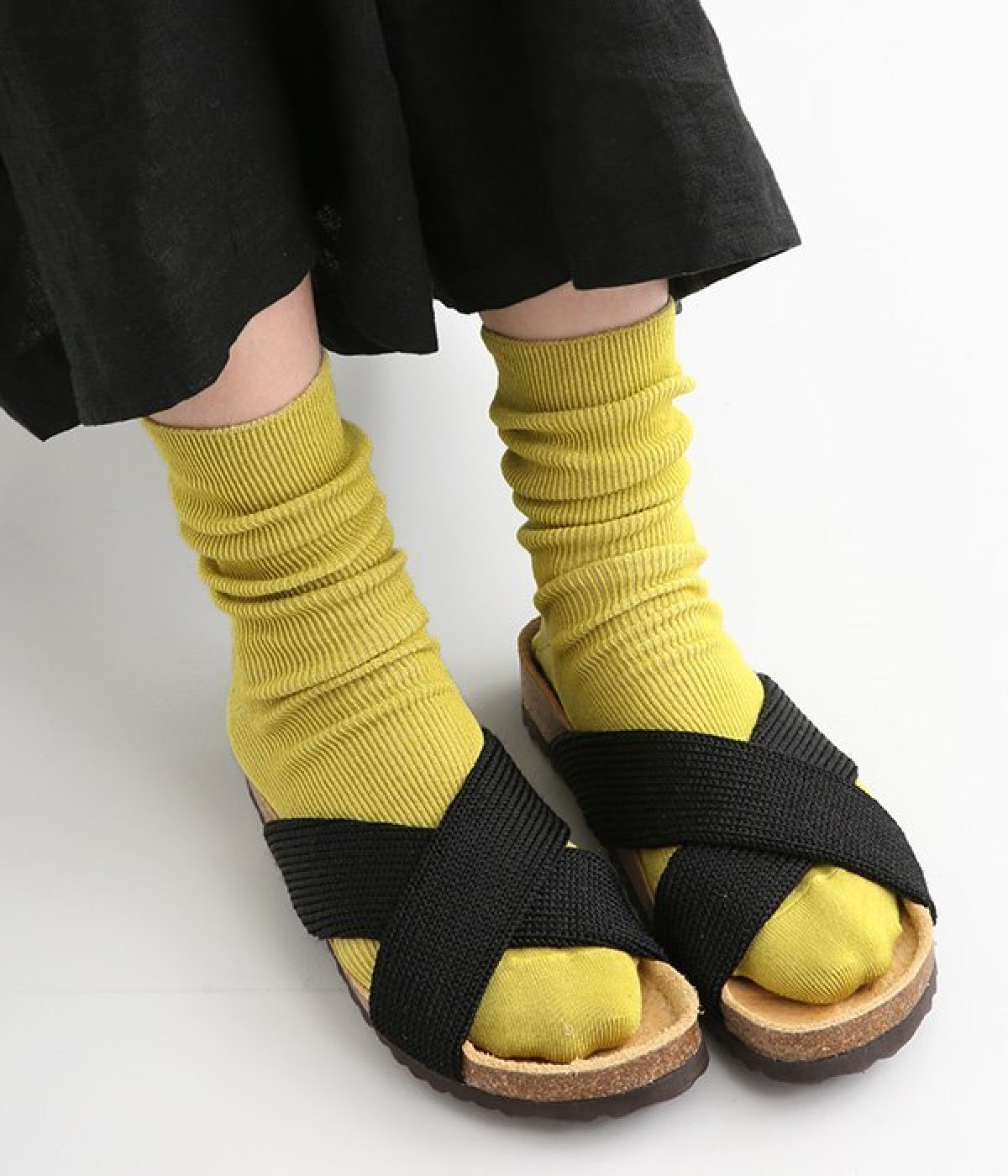 ストレスフリーエジプトコットンソックス(ライム-ONESIZE)