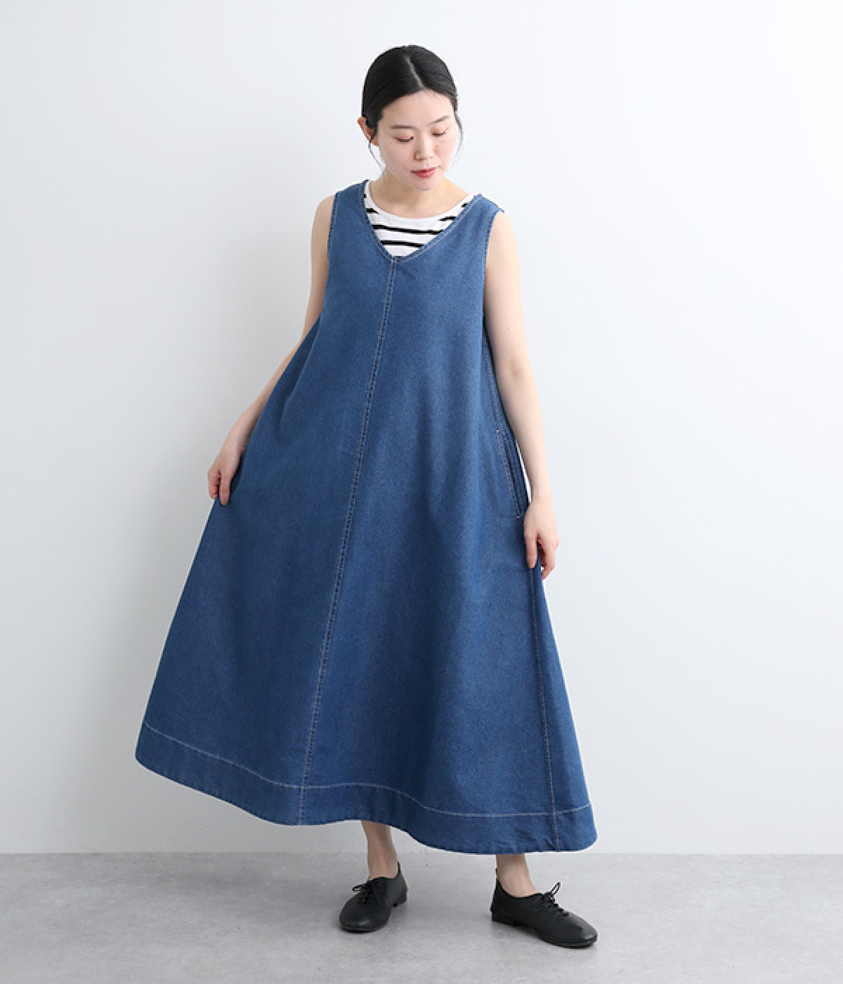 80Zデニムワンピース(ネイビー-ONESIZE)