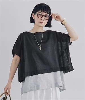 別注｜14番手リネン　レイヤードトップスセット