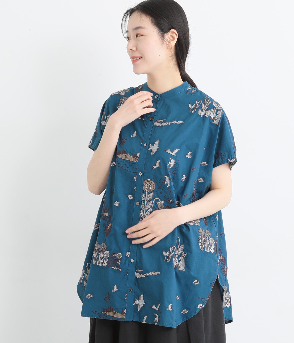 EMB rainbow チュニック(ブルー-ONESIZE)