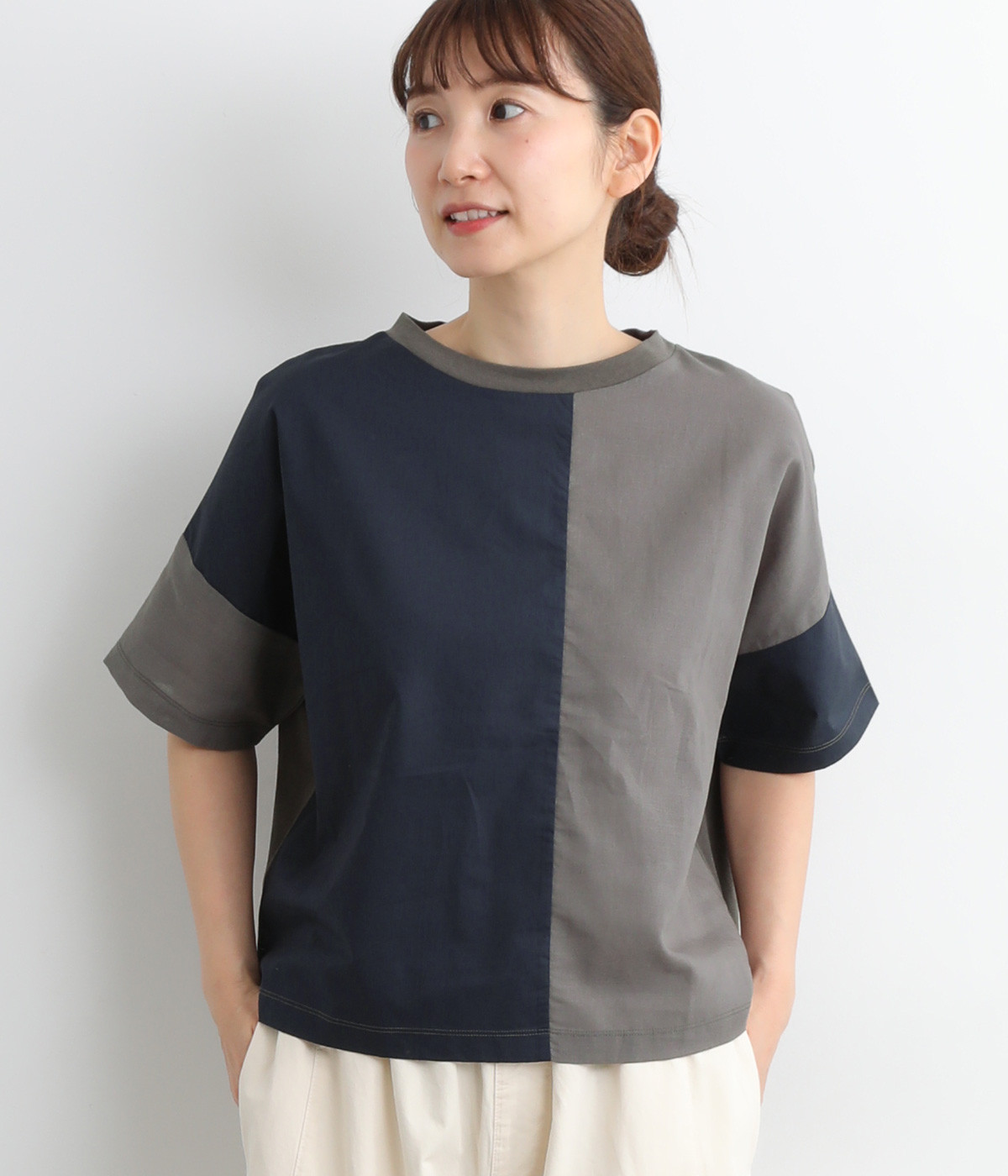 USコットンmisc布帛Tシャツ(ダークグレー-ONESIZE)