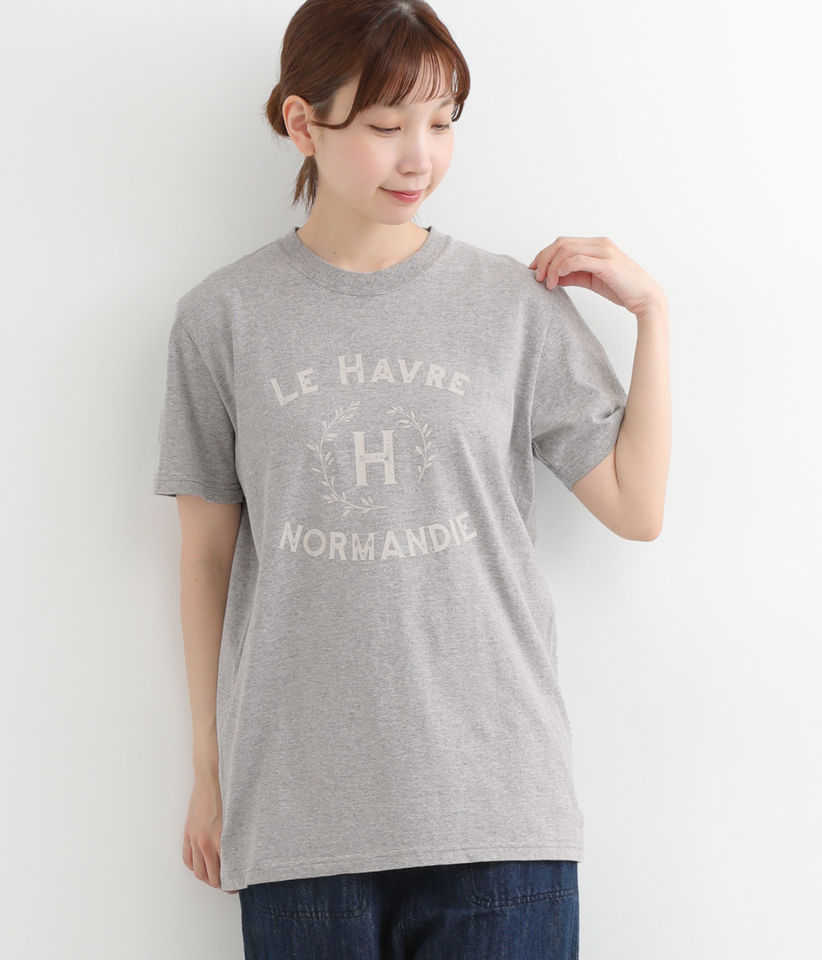 コットン LE HAVRE Tシャツ(杢グレー×スモーク-ONESIZE)