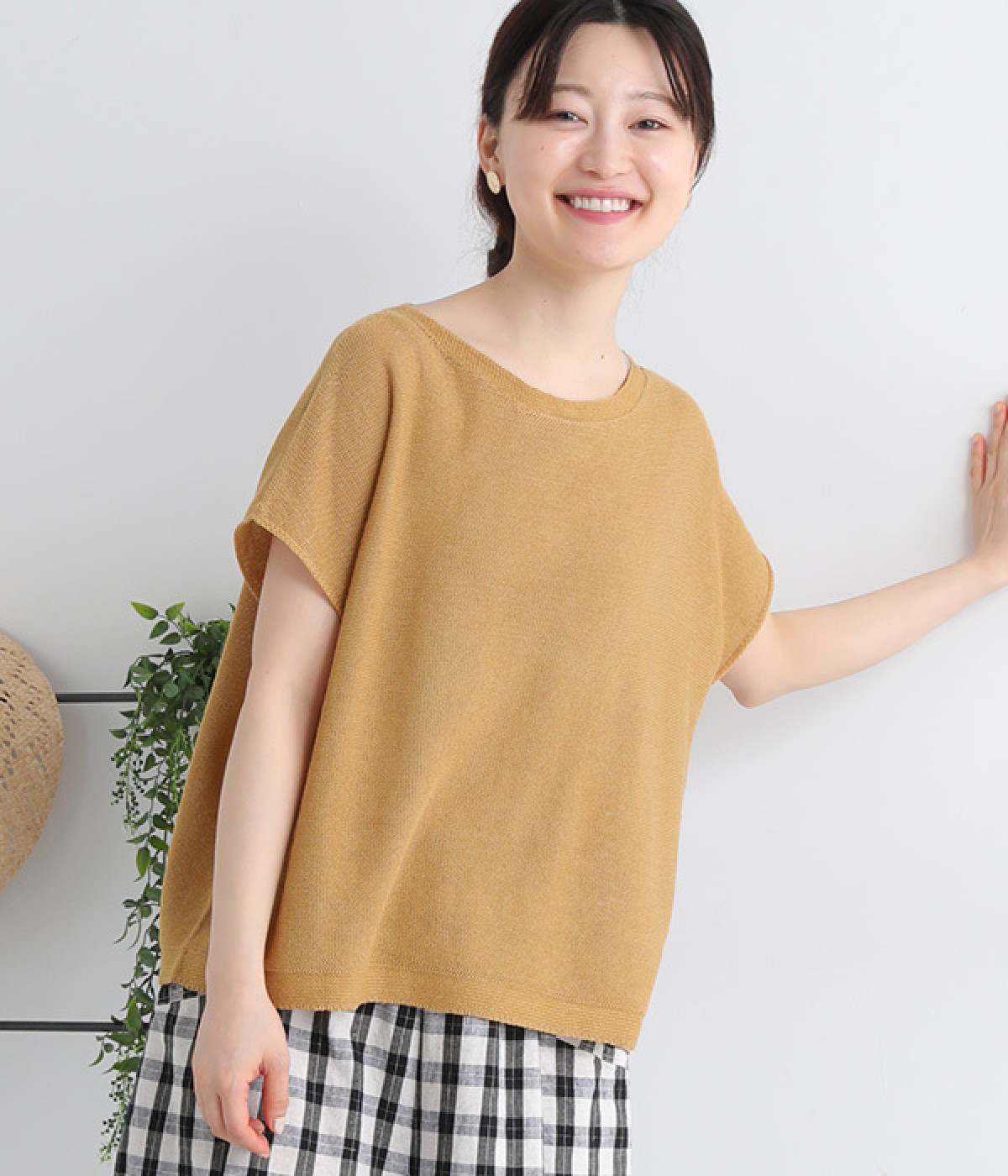 ホールガーメント　ギマコットンプルオーバー(キャメル-ONESIZE)