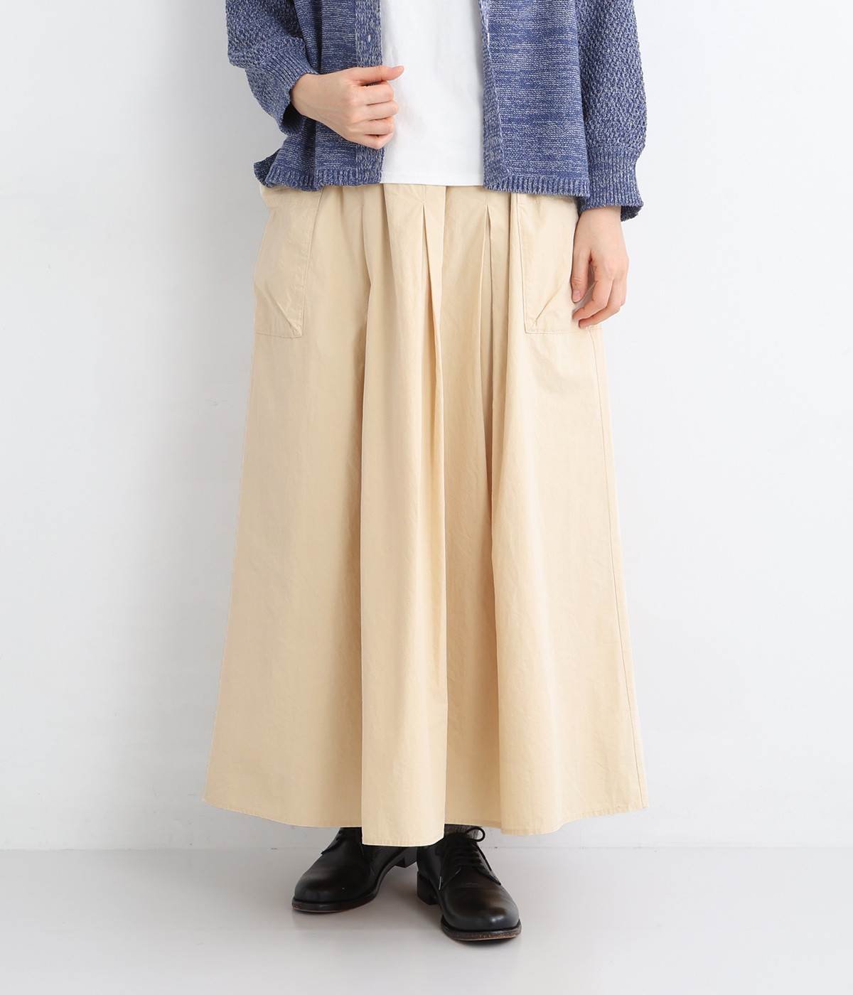 コットンタイプライター　でかポケットスカート(ベージュ-ONESIZE)