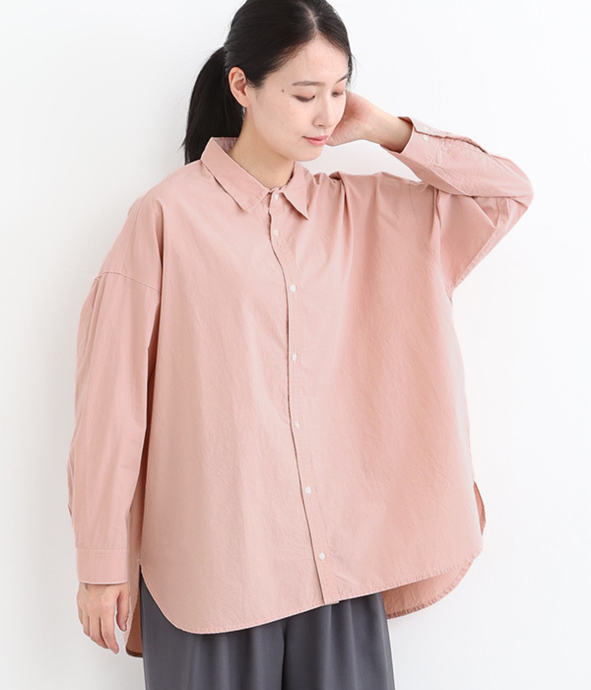 サンドウォッシュ　レギュラーシャツ(ピンク-ONESIZE)