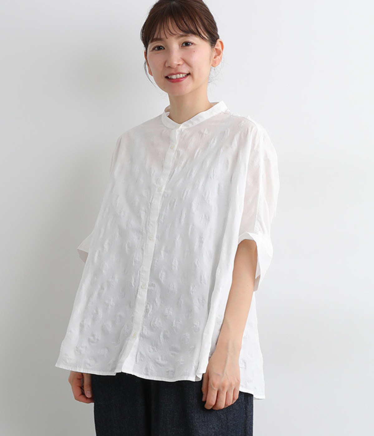 塩縮ドット　ドルマンシャツ(オフホワイト-ONESIZE)