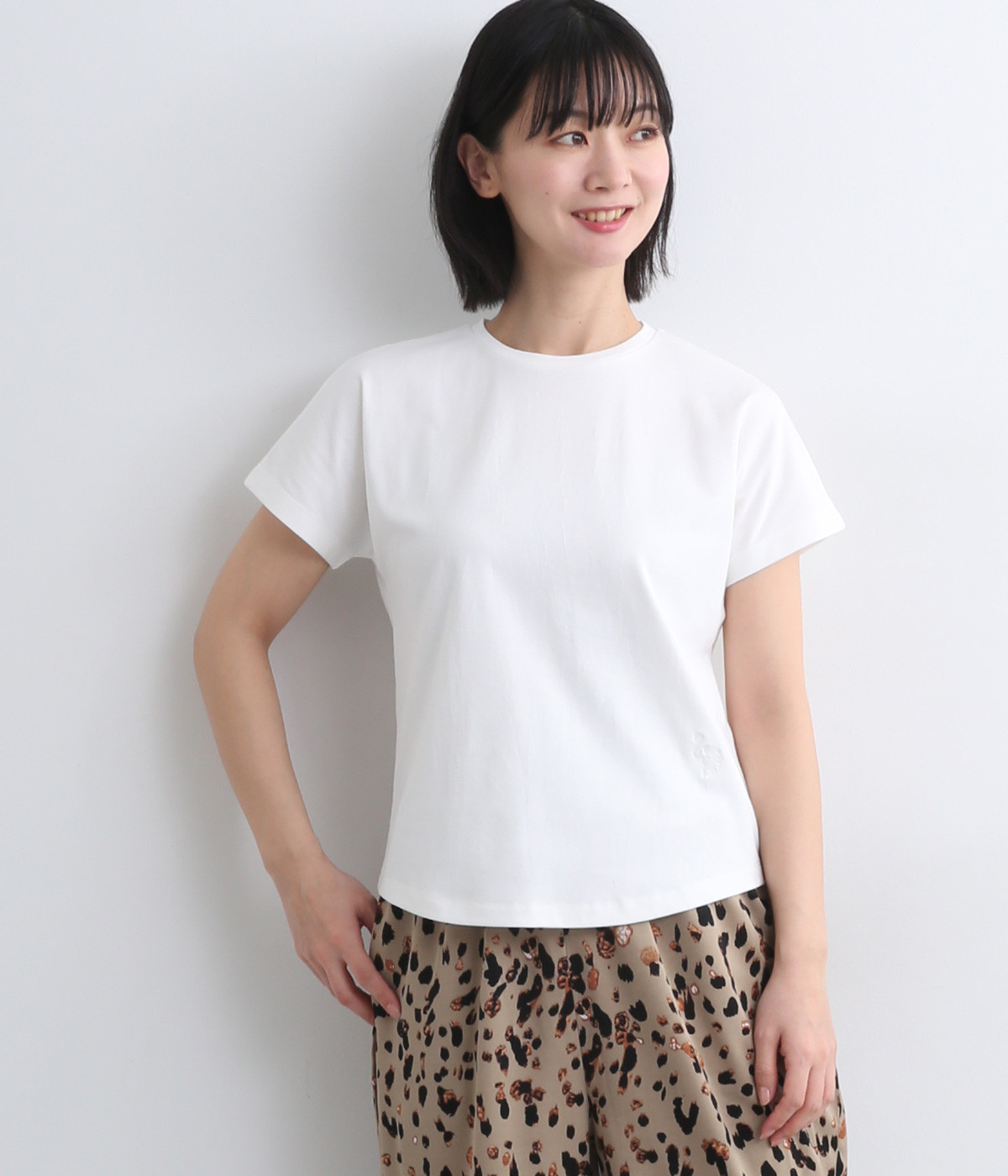 接触冷感 ベーシックフレンチＴシャツ(オフホワイト-ONESIZE)