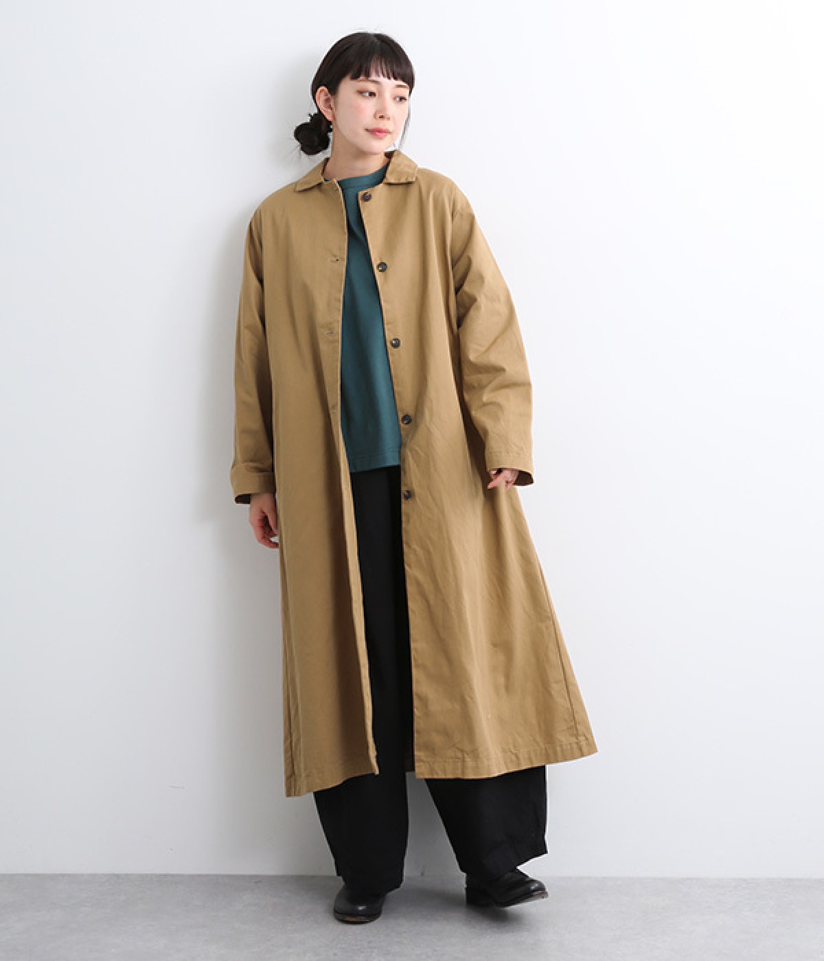 コットンダンプステンカラーコート(ベージュ-ONESIZE)