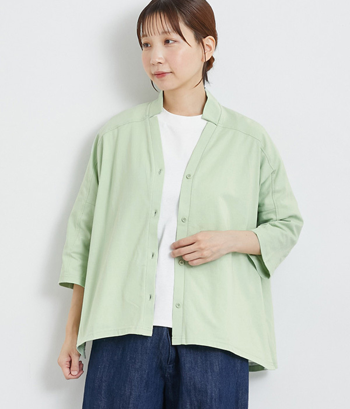 オーガニックコットンスラッシュカーディガン(ミントグリーン-ONESIZE)