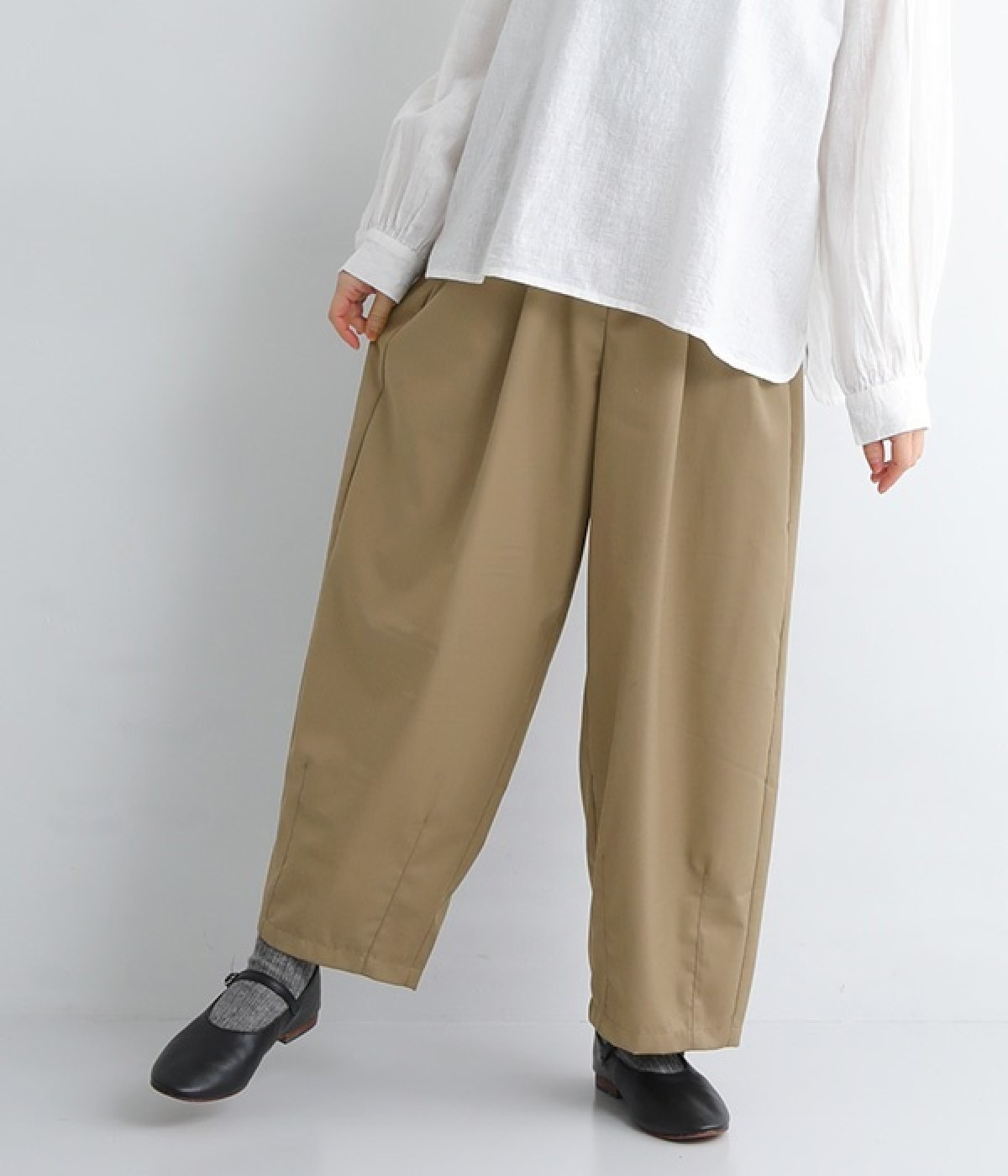 おとな綺麗めサーカスパンツ(ベージュ-L)