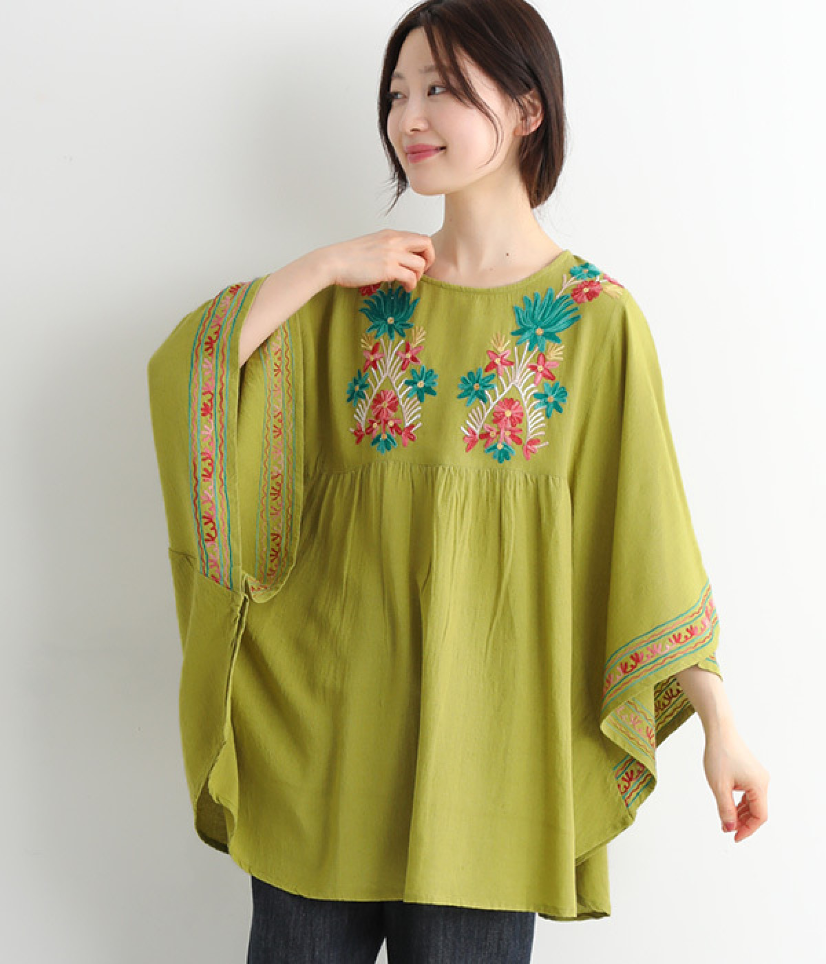 アリ刺繍プルオーバー(グリーン-ONESIZE)