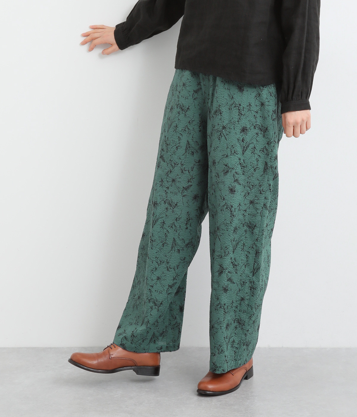 コットンミラクルウェーブ　ワイドシルエットパンツ(ブループリント-ONESIZE)