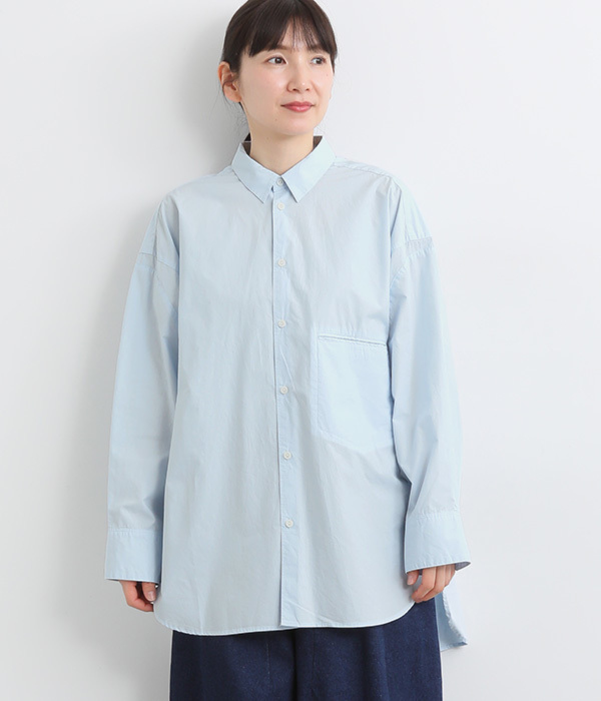 ボーイフレンドシャツ(サックス-ONESIZE)