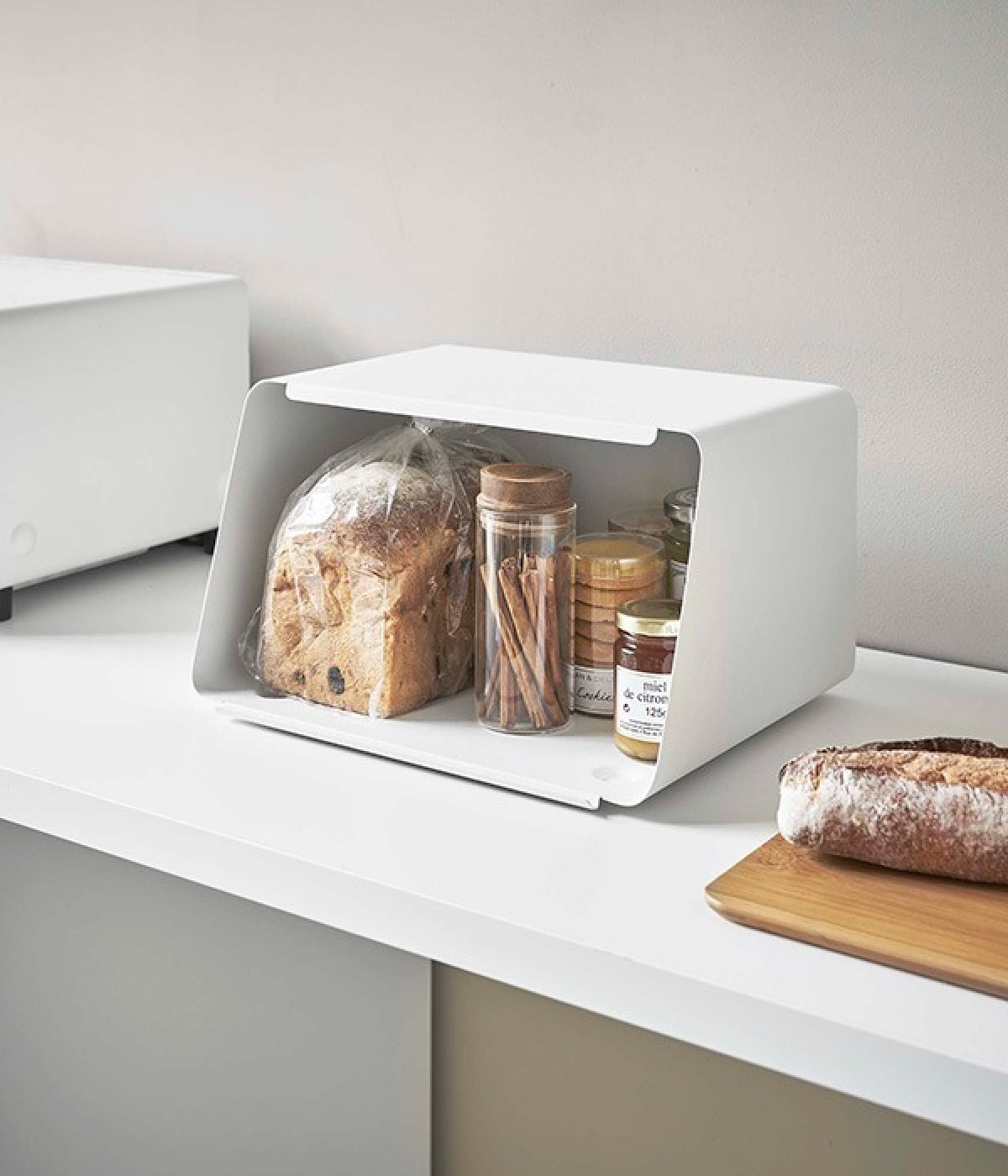 蓋が外せるブレッドケースタワー(ホワイト-ONESIZE)